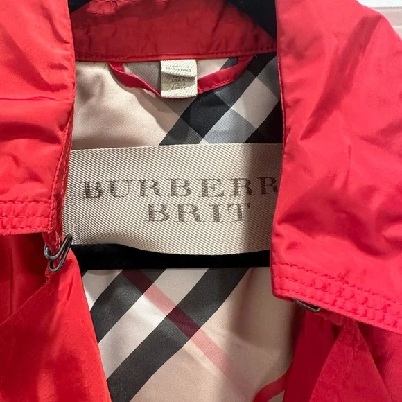 Red Burberry Brit windbreaker jacket